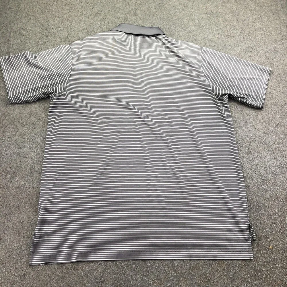 Adidas Polo Shirt Mens XL Gray Striped Knit Moisture Wicking Short Sleeve Golf